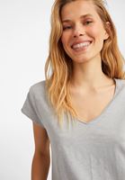 Bayan Gri Kısa Kollu V Yaka Tişört