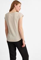 Bayan Krem Kısa Kollu V Yaka Tişört