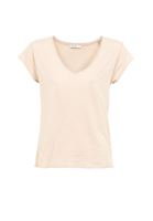 Bayan Krem Kısa Kollu V Yaka Tişört
