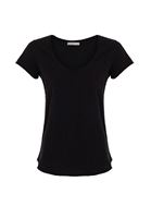 Bayan Siyah Kısa Kollu U Yaka Tişört