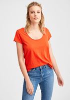 Bayan Kırmızı Kısa Kollu U Yaka Tişört