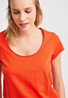 Bayan Kırmızı Kısa Kollu U Yaka Tişört