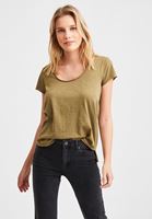 Bayan Yeşil Kısa Kollu U Yaka Tişört