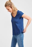Bayan Lacivert Kısa Kollu U Yaka Tişört