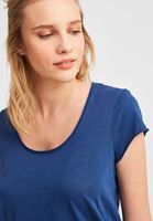 Bayan Lacivert Kısa Kollu U Yaka Tişört