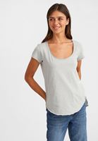 Bayan Gri Kısa Kollu U Yaka Tişört