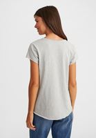 Bayan Gri Kısa Kollu U Yaka Tişört