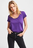 Bayan Mor Kısa Kollu U Yaka Tişört