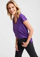 Bayan Mor Kısa Kollu U Yaka Tişört