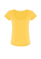 Bayan Sarı Kısa Kollu U Yaka Tişört