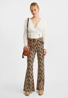 Bayan Çok Renkli Kemerli Flare Pantolon