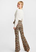 Bayan Çok Renkli Kemerli Flare Pantolon