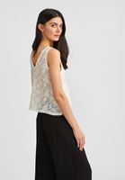 Bayan Krem Fırfır Detaylı Jakarlı Bluz