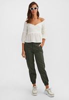 Bayan Krem Gipe Detaylı Kruvaze Bluz