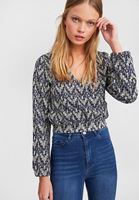 Bayan Çok Renkli Jakarlı Uzun Kollu Bluz