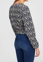 Bayan Çok Renkli Jakarlı Uzun Kollu Bluz