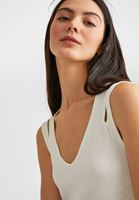 Bayan Krem Çarpraz Askılı Crop Top