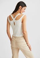 Bayan Krem Çarpraz Askılı Crop Top