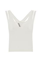 Bayan Krem Çarpraz Askılı Crop Top