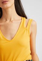 Bayan Sarı Çarpraz Askılı Crop Top