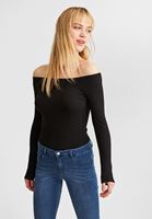 Bayan Siyah Bot Yaka Uzun Kollu Bluz