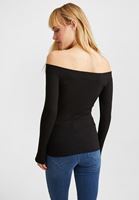 Bayan Siyah Bot Yaka Uzun Kollu Bluz