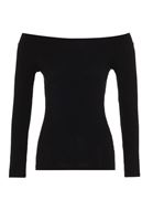 Bayan Siyah Bot Yaka Uzun Kollu Bluz