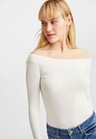 Bayan Krem Bot Yaka Uzun Kollu Bluz