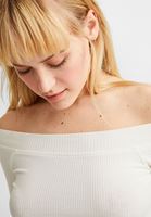 Bayan Krem Bot Yaka Uzun Kollu Bluz