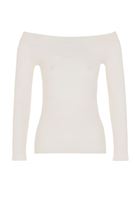 Bayan Krem Bot Yaka Uzun Kollu Bluz