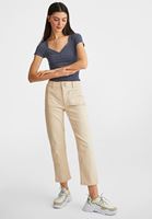 Bayan Çok Renkli Çizgili Yaka Detaylı Tişört