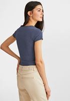 Bayan Çok Renkli Çizgili Yaka Detaylı Tişört