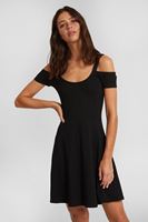 Bayan Siyah Omuz Detaylı Elbise