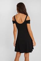 Bayan Siyah Omuz Detaylı Elbise