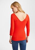 Bayan Kırmızı V Yaka Yarım Kollu Bluz