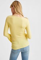Bayan Sarı Flare Kollu V Yaka Tişört