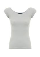 Bayan Gri Yarım Kollu Basic Tişört