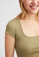 Bayan Yeşil U Yaka Tişört