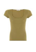 Bayan Yeşil U Yaka Tişört