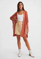 Bayan Turuncu Yarasa Kollu Örgü Hırka