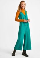 Bayan Yeşil Düğme Detaylı Bol PaçaTulum