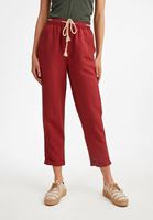 Bayan Bordo Bağcık Detaylı Bol Pantolon