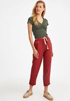 Bayan Bordo Bağcık Detaylı Bol Pantolon