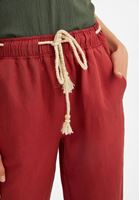 Bayan Bordo Bağcık Detaylı Bol Pantolon