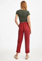 Bayan Bordo Bağcık Detaylı Bol Pantolon