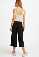 Bayan Siyah Keten Karışımlı Bol Pantolon