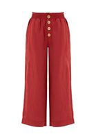 Bayan Bordo Keten Karışımlı Bol Pantolon