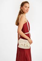 Bayan Krem El Yapımı Kroşe Mini Çanta