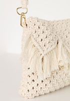 Bayan Krem El Yapımı Kroşe Mini Çanta