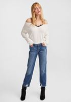 Bayan Mavi Crop Straight Denim